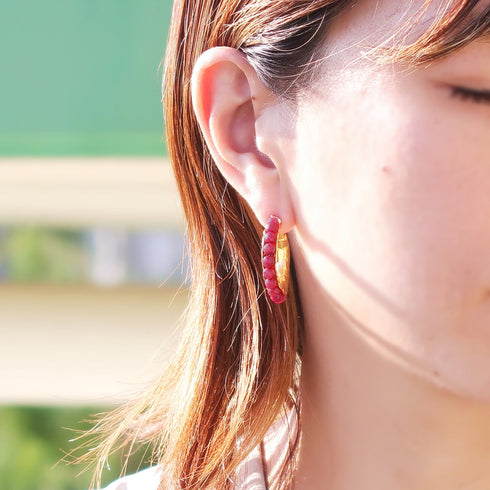 ピアス 天然石 スタッド フープ アンリファインド ANTICO AER043