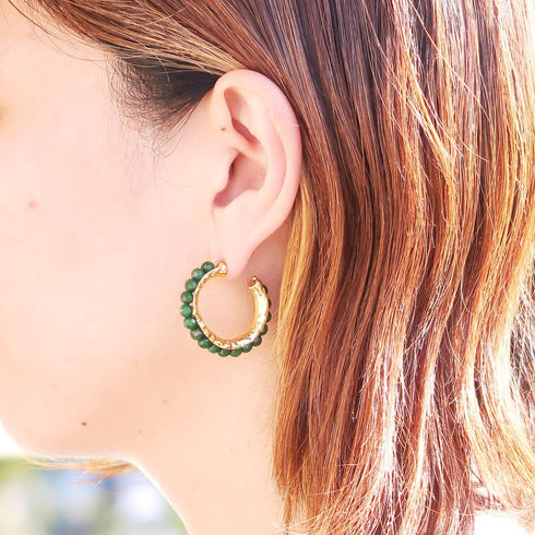 ピアス 天然石 スタッド フープ アンリファインド ANTICO AER043