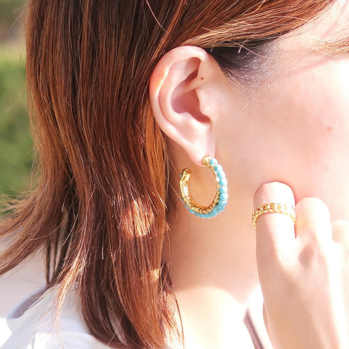 ピアス 天然石 スタッド フープ アンリファインド ANTICO AER043