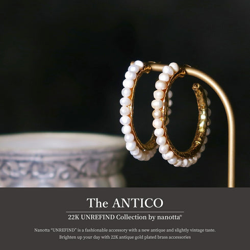 ピアス 天然石 パール スタッド フープ アンリファインド ANTICO AER044