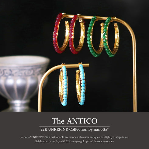 ピアス 天然石 スタッド フープ アンリファインド ANTICO AER045