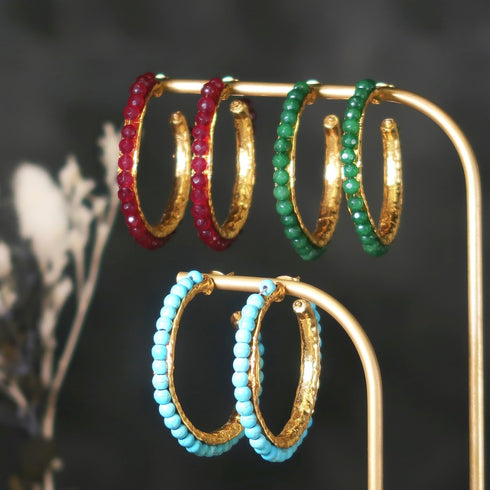 ピアス 天然石 スタッド フープ アンリファインド ANTICO AER045