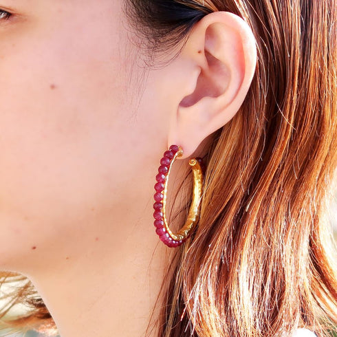 ピアス 天然石 スタッド フープ アンリファインド ANTICO AER045