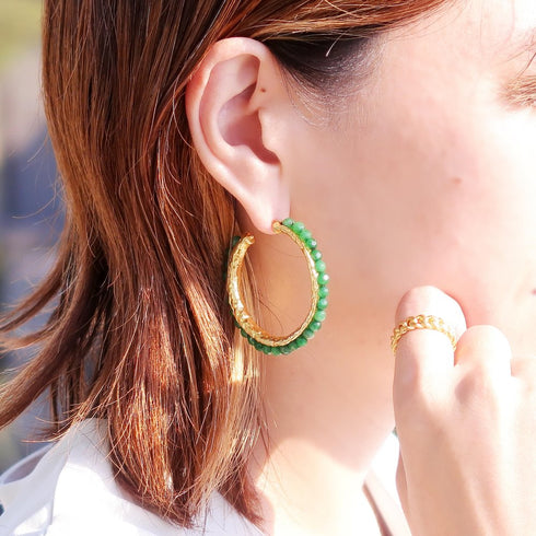 ピアス 天然石 スタッド フープ アンリファインド ANTICO AER045