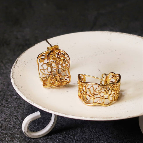 ピアス スタッド フープ 透かし 花 ANTICO AER046