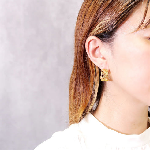 ピアス スタッド フープ 透かし 花 ANTICO AER046