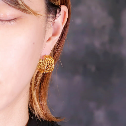 ピアス スタッド フープ 透かし 花 ANTICO AER046