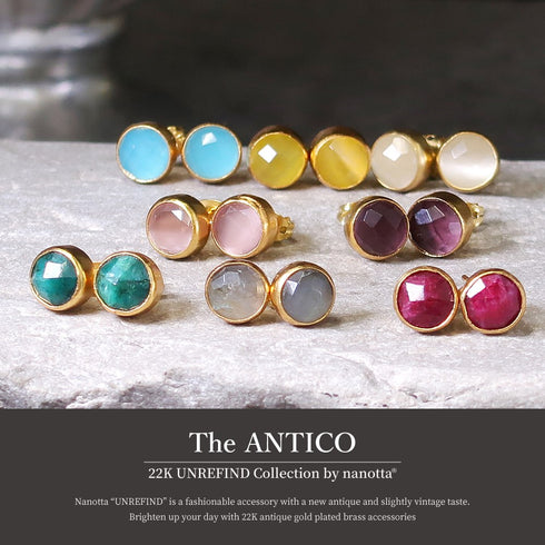 ピアス 天然石 ラウンド スタッド アンリファインド ANTICO AER048