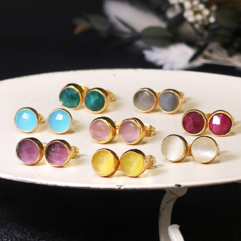 ピアス 天然石 ラウンド スタッド アンリファインド ANTICO AER048