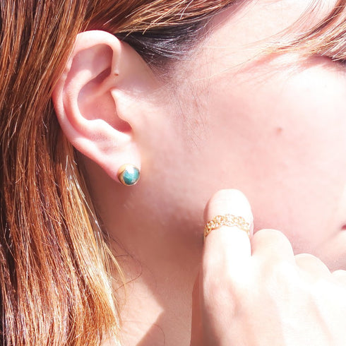 ピアス 天然石 ラウンド スタッド アンリファインド ANTICO AER048