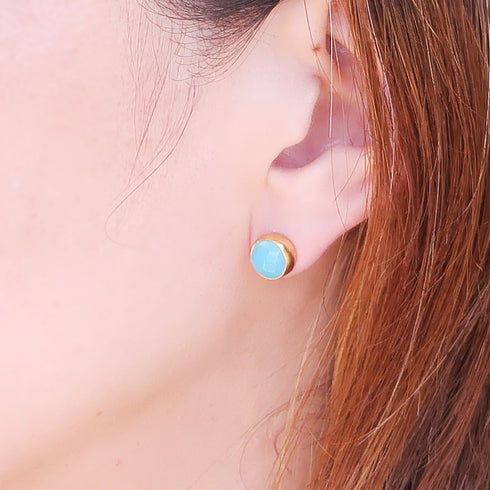 ピアス 天然石 ラウンド スタッド アンリファインド ANTICO AER048
