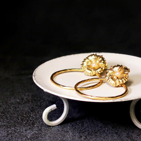 ピアス パール ラウンド スタッド サークル 花 ANTICO AER051