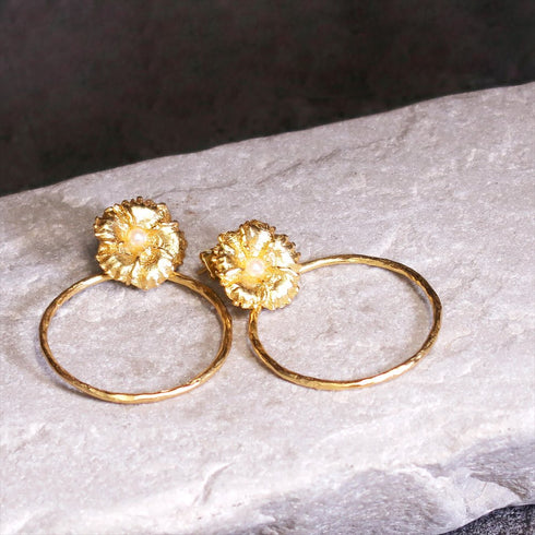 ピアス パール ラウンド スタッド サークル 花 ANTICO AER051