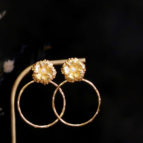 ピアス パール ラウンド スタッド サークル 花 ANTICO AER051