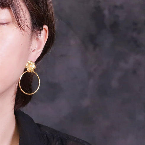 ピアス パール ラウンド スタッド サークル 花 ANTICO AER051