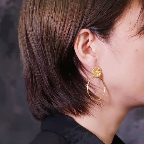 ピアス パール ラウンド スタッド サークル 花 ANTICO AER051