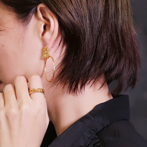 ピアス パール ラウンド スタッド サークル 花 ANTICO AER051