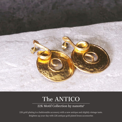 ピアス ラウンド スタッド サークル プレート スネーク 蛇 ANTICO AER058