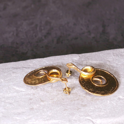 ピアス ラウンド スタッド サークル プレート スネーク 蛇 ANTICO AER058