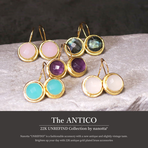 ピアス 天然石 ラウンド フック アンリファインド ANTICO AER060