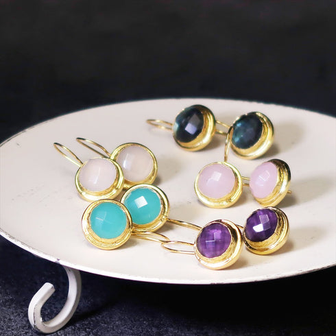 ピアス 天然石 ラウンド フック アンリファインド ANTICO AER060