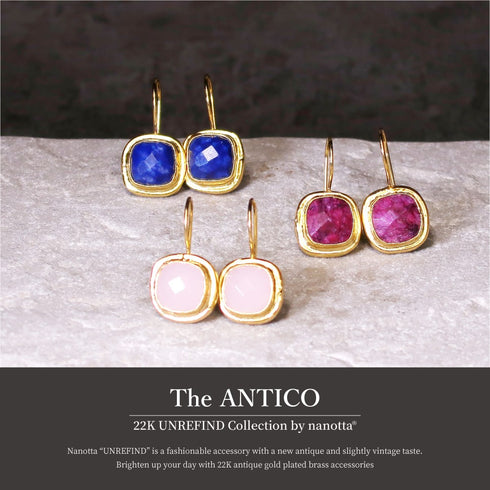 ピアス 天然石 スクエア フック アンリファインド ANTICO AER061