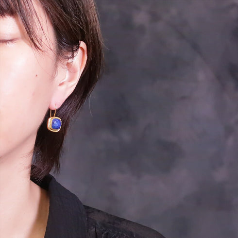 ピアス 天然石 スクエア フック アンリファインド ANTICO AER061