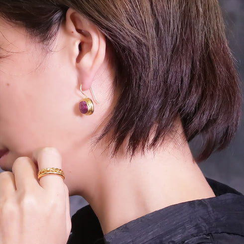 ピアス 天然石 スクエア フック アンリファインド ANTICO AER061