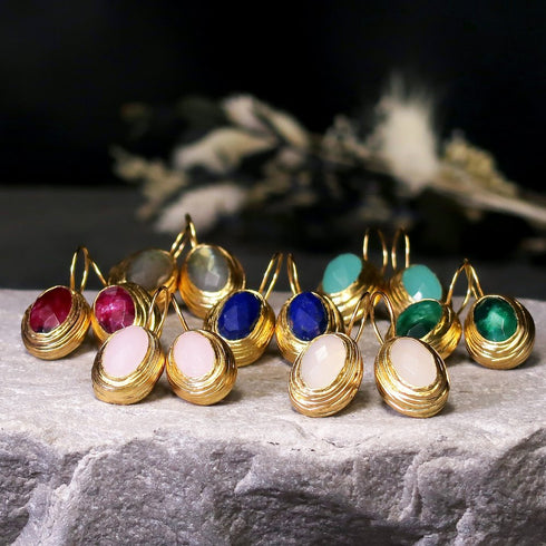 ピアス 天然石 オーバル フック アンリファインド ANTICO AER062