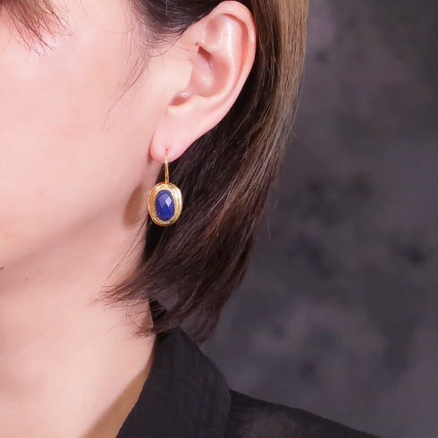 ピアス 天然石 オーバル フック アンリファインド ANTICO AER062