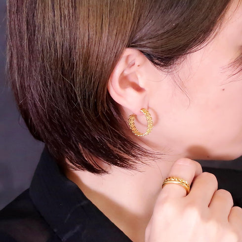 ピアス スタッド フープ レース 透かし ANTICO AER063