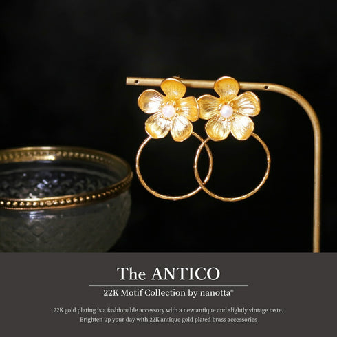 ピアス パール ラウンド スタッド サークル 花 ANTICO AER064
