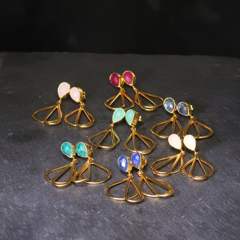 ピアス 天然石 ティアドロップ スタッド アンリファインド ANTICO AER072