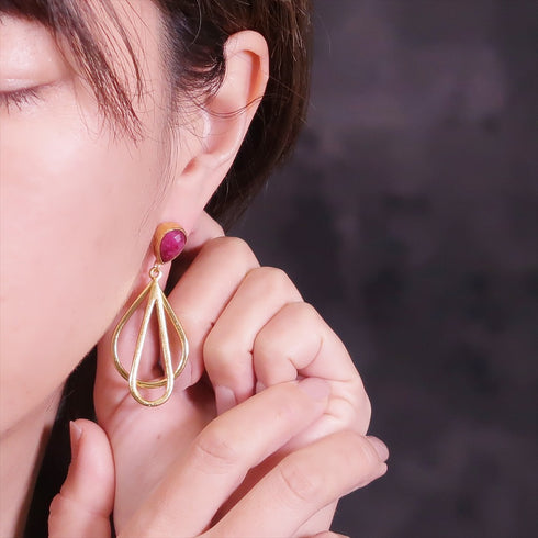 ピアス 天然石 ティアドロップ スタッド アンリファインド ANTICO AER072