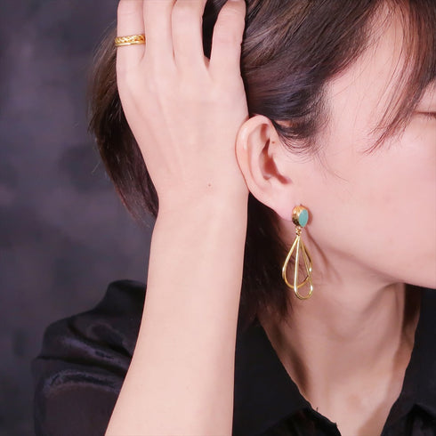 ピアス 天然石 ティアドロップ スタッド アンリファインド ANTICO AER072