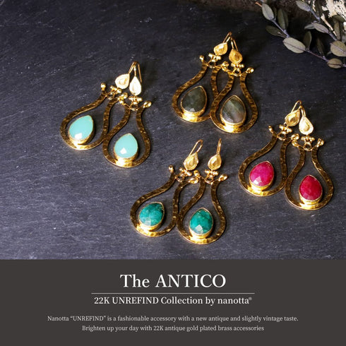 ピアス 天然石 ティアドロップ フック アンリファインド ANTICO AER076