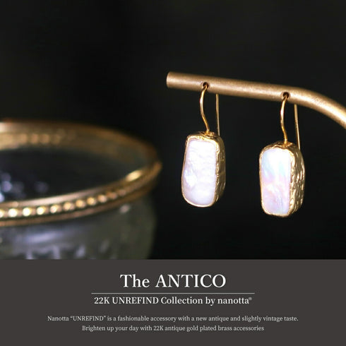 ピアス 天然石 パール レクタングル フック アンリファインド ANTICO AER088