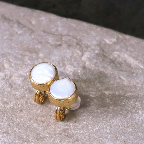 イヤリング 天然石 パール ラウンド アンリファインド ANTICO AER089