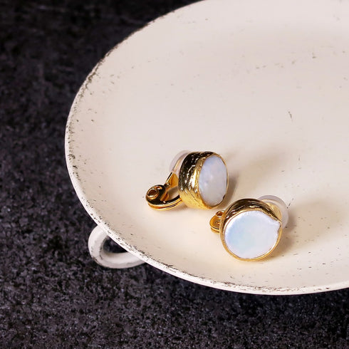 イヤリング 天然石 パール ラウンド アンリファインド ANTICO AER089