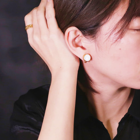 イヤリング 天然石 パール ラウンド アンリファインド ANTICO AER089