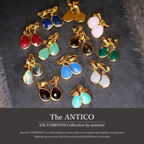 イヤリング 天然石 ティアドロップ アンリファインド ANTICO AER090