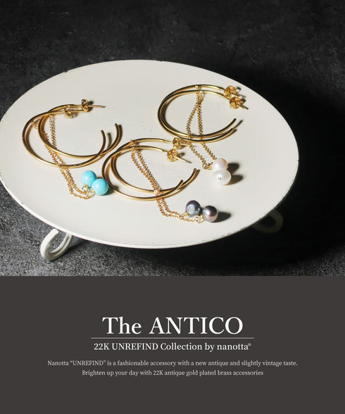 ピアス 天然石 パール スタッド フープ チェーン アンリファインド ANTICO AER091