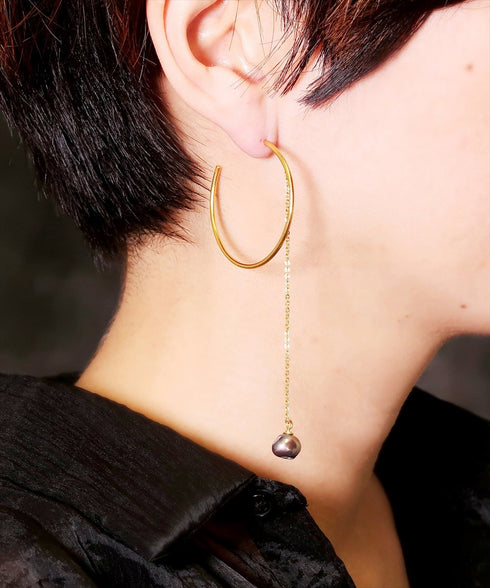 ピアス 天然石 パール スタッド フープ チェーン アンリファインド ANTICO AER091