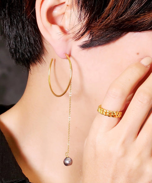 ピアス 天然石 パール スタッド フープ チェーン アンリファインド ANTICO AER091