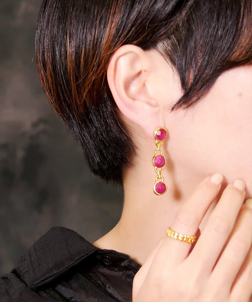 ピアス 天然石 ラウンド スタッド アンリファインド ANTICO AER093