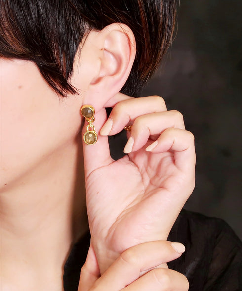 ピアス 天然石 ラウンド スタッド アンリファインド ANTICO AER094