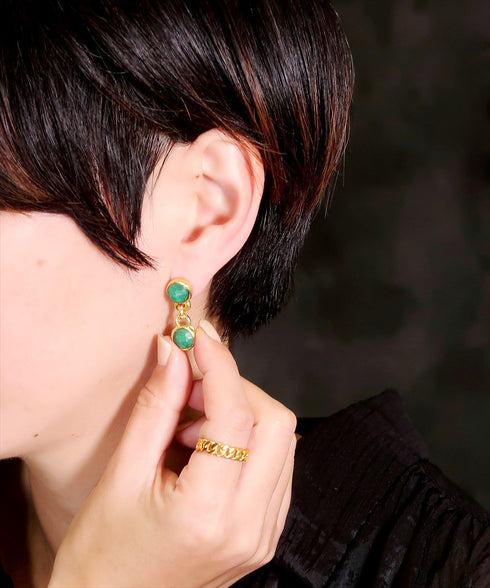 ピアス 天然石 ラウンド スタッド アンリファインド ANTICO AER094