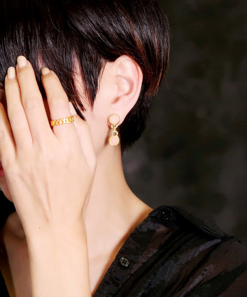 イヤリング 天然石 ラウンド アンリファインド ANTICO AER096