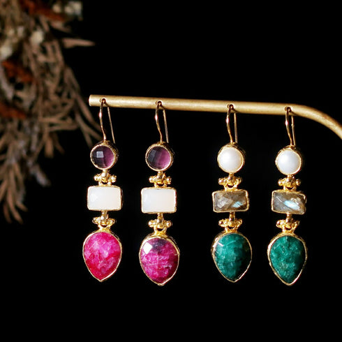 ナノッタ ピアス アメジスト・ホワイトカルセドニー・ルビー AER097-ER291-AMEWHIRUB