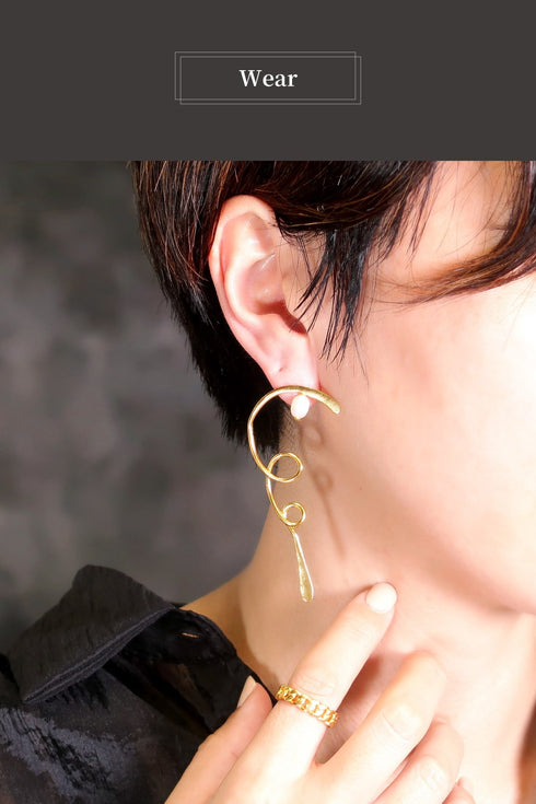 ピアス パール スタッド アシンメトリー オリエンタル ANTICO AER098